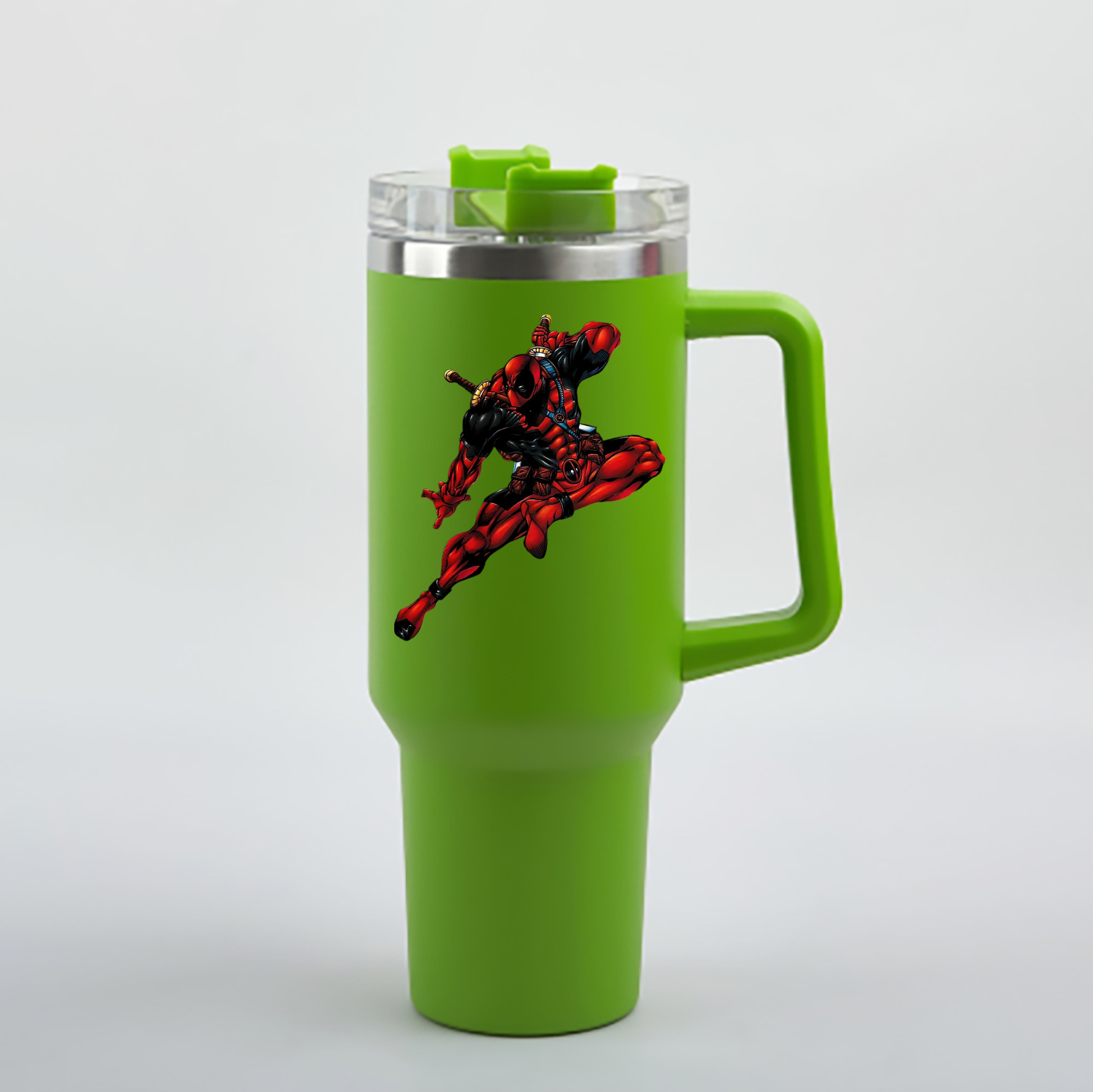 （画像用） Deadpool デッドプール 1200mL車用タンブラー - クリスタルステッカー（プラスチックストロー付き）